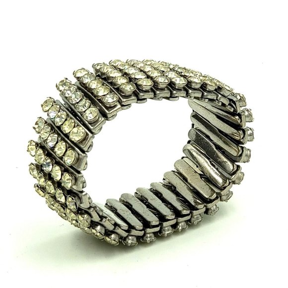 Vintage 5 Row Rhinestone Expansion Bracelet - Picture 7 of 12